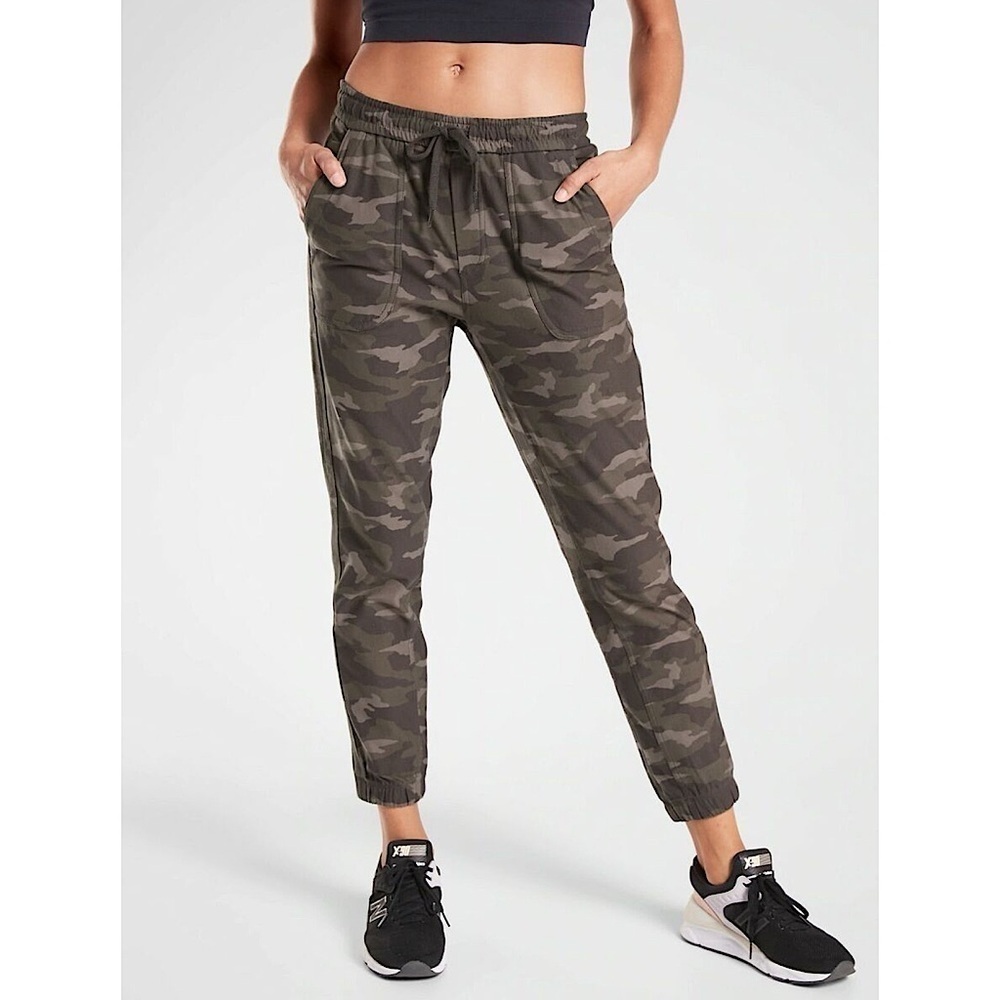 Athleta Camo Farallon Organic Lightweight Stretch Cotton Blend Pull On Jogger 0